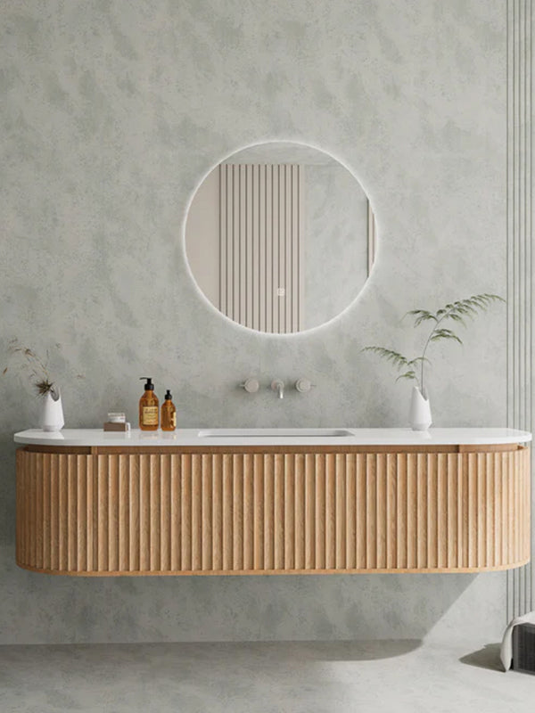 Sıcak Işıklı Yuvarlak LED Banyo ve Antre Aynası – Tam Çevre Aydınlatmalı Minimal Model