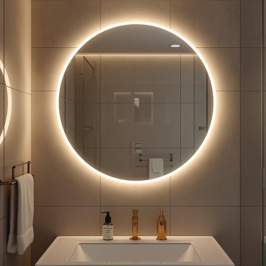 Dairesel LED Işıklı Banyo Aynası – Modern Dekoratif Tasarım