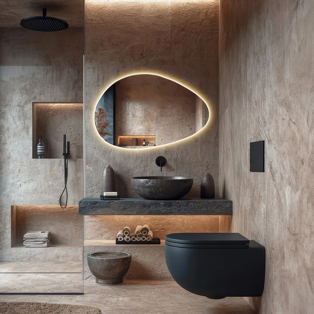 Modern Asimetrik LED Aydınlatmalı Ayna