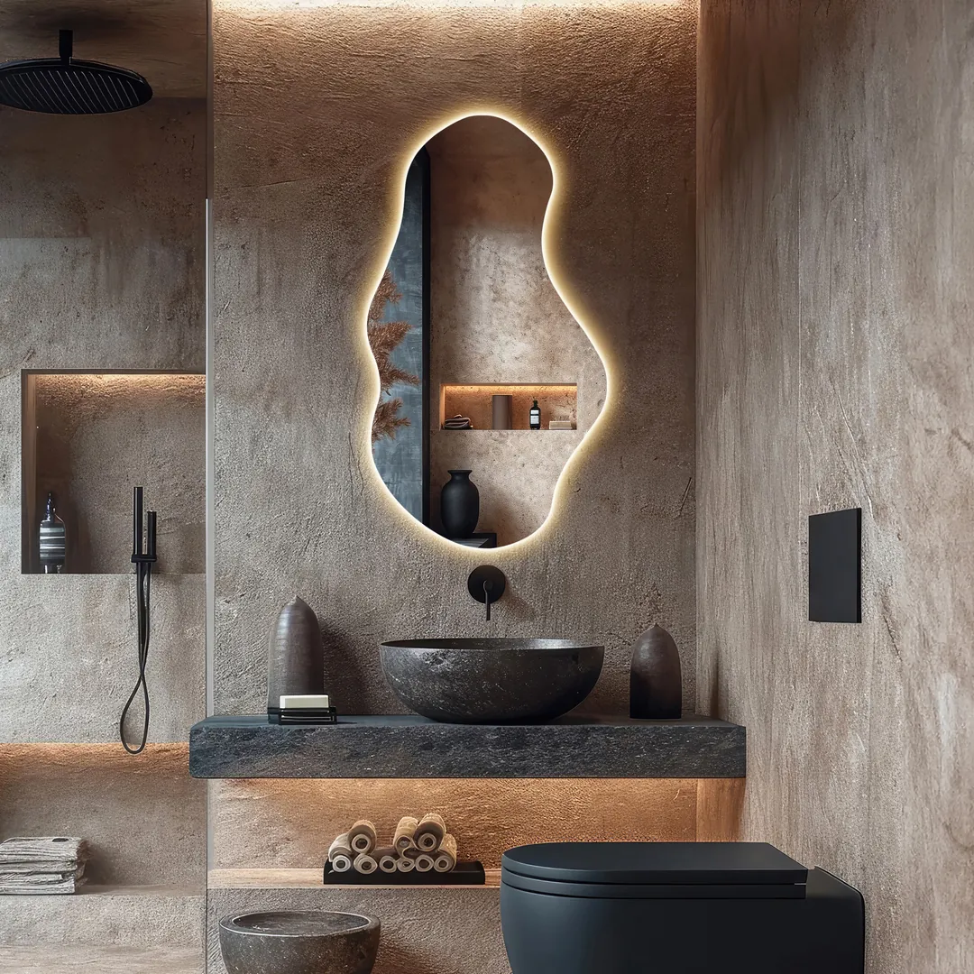 Asimetrik LED Işıklı Modern Banyo Aynası