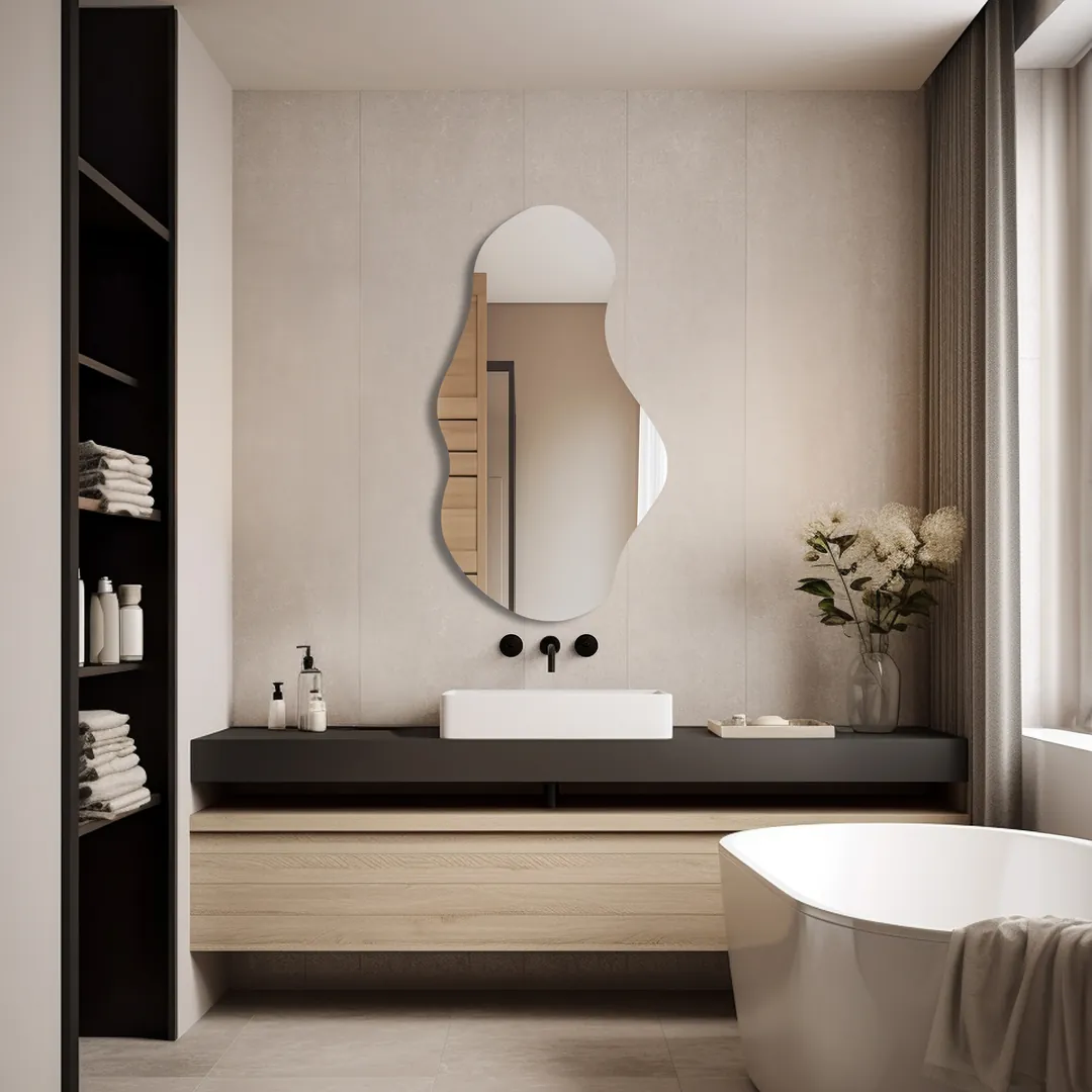 Asimetrik LED Işıklı Modern Banyo Aynası