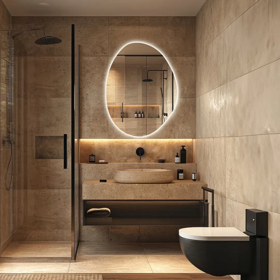 Oval LED Işıklı Modern Banyo Aynası
