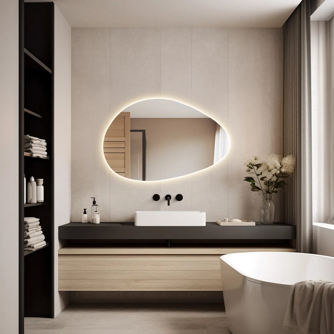 Modern Asimetrik LED Aydınlatmalı Ayna