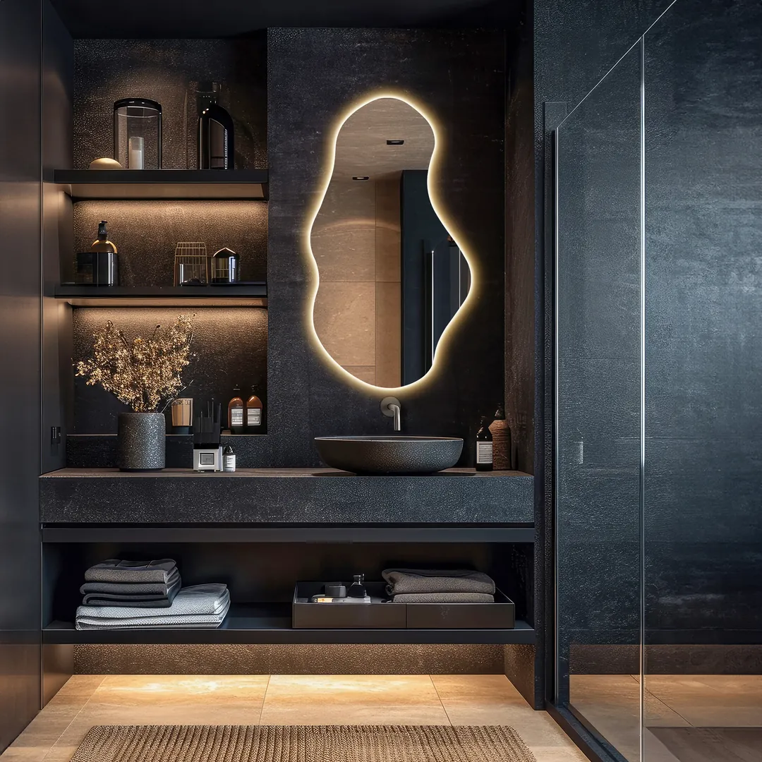 Asimetrik LED Işıklı Modern Banyo Aynası